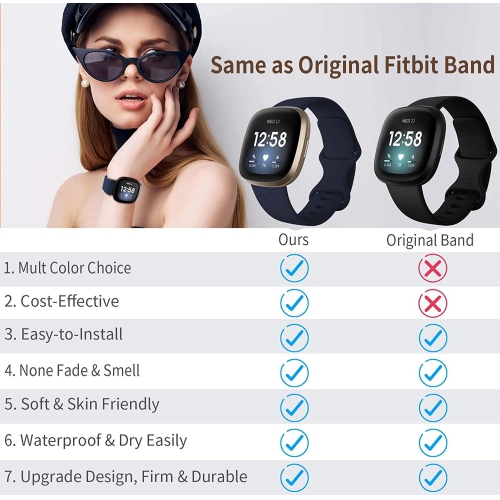 Paquet de 4 bracelets de petite taille pour Sense/Versa 3 de Fitbit pour femmes et hommes, bracelet sport en silicone souple