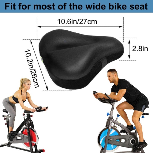 MSDADA Gel Bike Seat Cover, Extra Soft Wide Bicycle Cushion for Men Women, Comfortable Large Exercise Bike Saddle Cover Fits