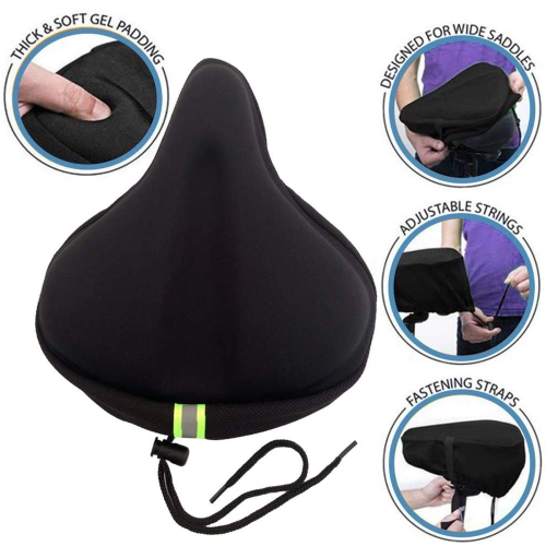 MSDADA Gel Bike Seat Cover, Extra Soft Wide Bicycle Cushion for Men Women, Comfortable Large Exercise Bike Saddle Cover Fits