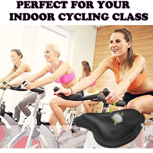 MSDADA Gel Bike Seat Cover, Extra Soft Wide Bicycle Cushion for Men Women, Comfortable Large Exercise Bike Saddle Cover Fits