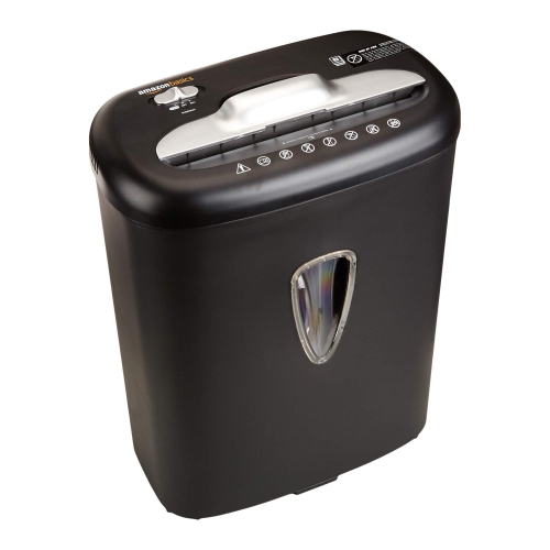 Déchiqueteuse à coupe croisée de 8 feuilles et carte de crédit d’AmazonBasics pour le bureau à domicile