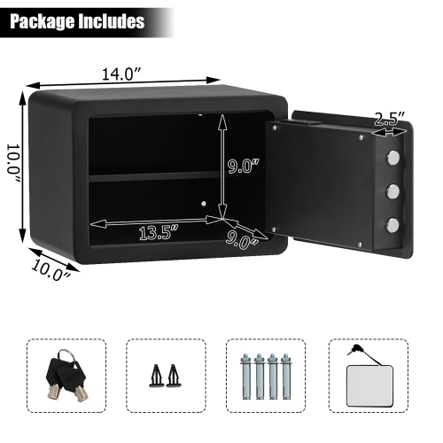 Costway Fingerprint Safe Box Security Box w/Inner LED Light Store Cash Jewelry Guns