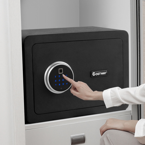 Costway Fingerprint Safe Box Security Box w/Inner LED Light Store Cash Jewelry Guns