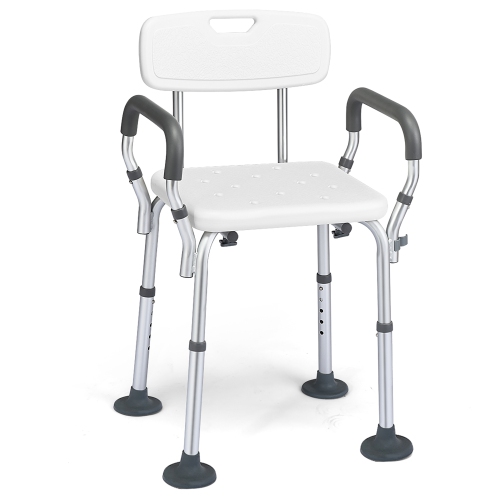 Costway Shower Chair Bathtub Adjustable Height Bench w/ Removable Armrests & Back