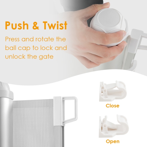 Costway Retractable Mesh Gates Pets Safety Gate w/ Easy Latch & Flexible Design