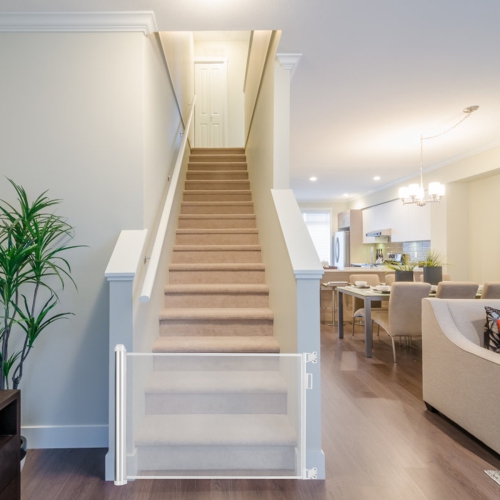 Costway Retractable Mesh Gates Pets Safety Gate w/ Easy Latch & Flexible Design