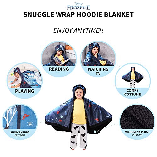 Kids Bedding Super Soft and Cozy Snuggle Wrap Hoodie Blanket, 55" x 31", Disney Frozen 2 Olaf