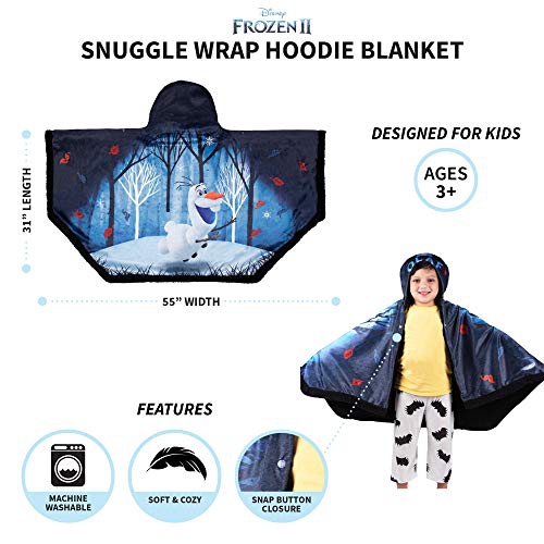 Kids Bedding Super Soft and Cozy Snuggle Wrap Hoodie Blanket, 55" x 31", Disney Frozen 2 Olaf