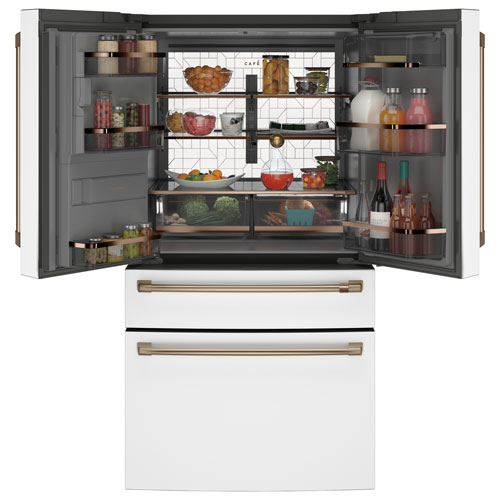 Café 36" 27.8 Cu. Ft. French Door Refrigerator w/ Water & Ice Dispenser (CVE28DP4NW2) - Matte White