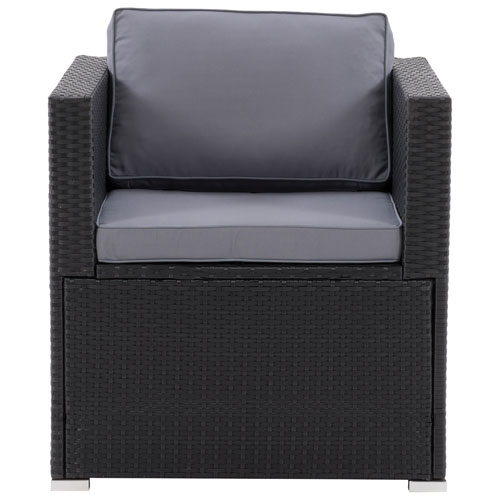 Parksville Resin Wicker Patio Armchair Chair - Black/Ash Grey