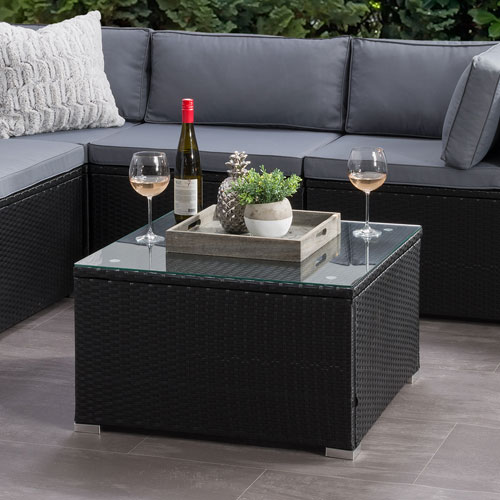 Parksville Modern Square Patio Coffee Table - Black