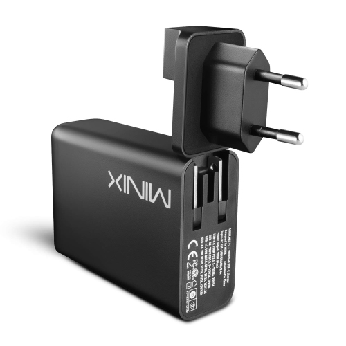MINIX 100W Turbo 4-Port GaN Wall Charger 2 x USB-A Quick Charge 3.0, 2 x USB-C Fast Charging Adapter Compatible with MacBook