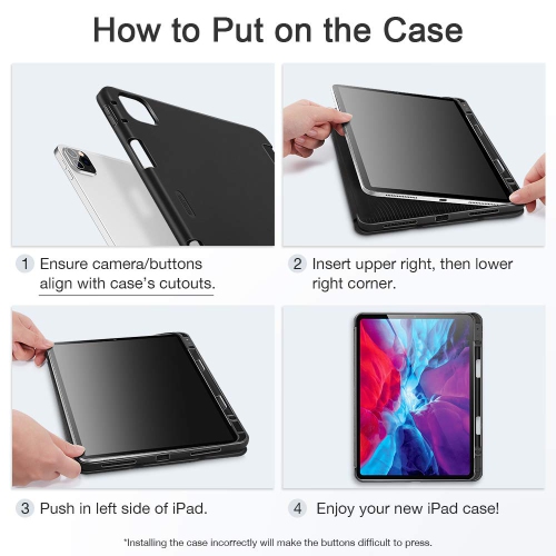 ESR pour iPad Pro 12.9 po 2020 4e génération avec porte-crayons, étui iPad à crayons Rebound et dossier flexible en polyuréthane thermoplastique