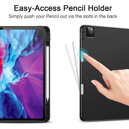 ESR pour iPad Pro 12.9 po 2020 4e génération avec porte-crayons, étui iPad à crayons Rebound et dossier flexible en polyuréthane thermoplastique