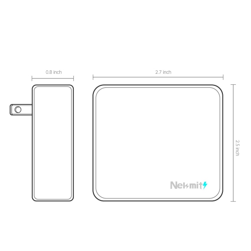 Nekmit USB C Charger, Thin Flat 42W 4-Port Wall Charger with One 18W Power Delivery PD 3.0 and 3 USB Port for iPad Pro, iPho