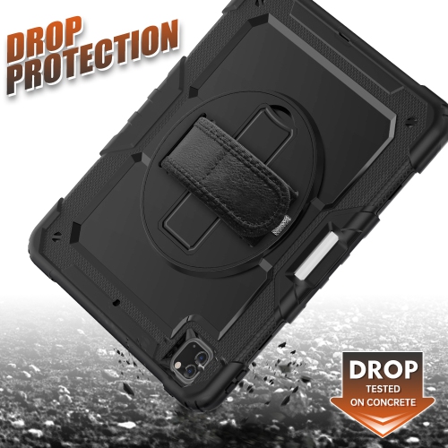 Étui Navor pour Pad Pro 12,9 2021 5th gén./2020 4th gén./2018 3rd gén. avec protecteur d'écran/porte-stylet intégré, robuste, antichoc, support