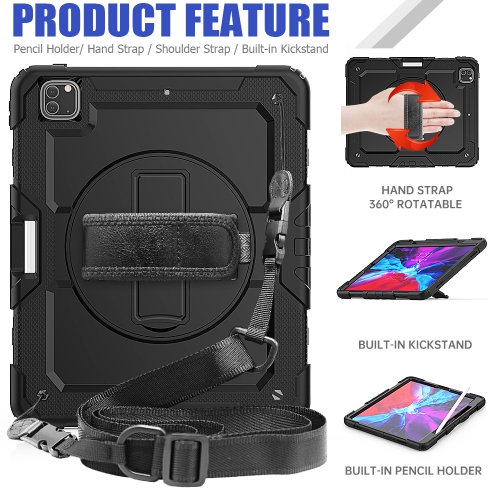 Étui Navor pour Pad Pro 12,9 2021 5th gén./2020 4th gén./2018 3rd gén. avec protecteur d'écran/porte-stylet intégré, robuste, antichoc, support