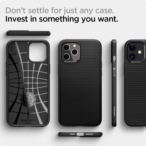 Spigen Liquid Air Works with Apple iPhone 12 Case/iPhone 12 Pro Case - Matte Black