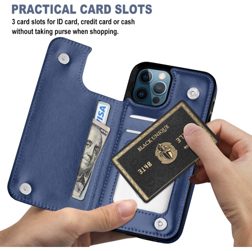 iPhone 12 Pro Case, PU Leather Compatible with iPhone 12 Case Card Holder Shockproof Slim Cover for iPhone 12 Pro 6.1 Inch