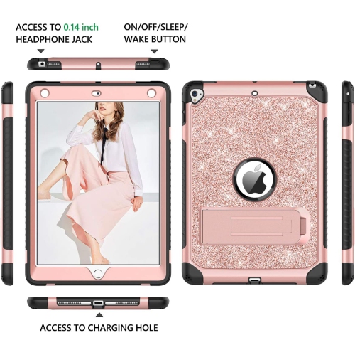 iPad 6 Generation Case, iPad 5th Generation Cases, iPad 9.7 inch 2017/2018 Case, iPad Pro 9.7 2016 Case, Hybrid Shockproof Kickstand Protective Full