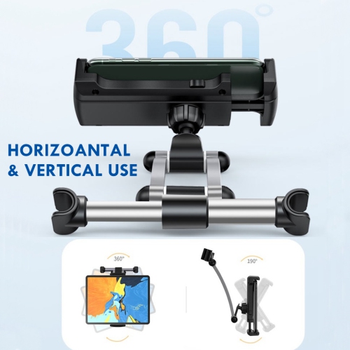 【CSmart】 360 Rotating Car Headrest Mount Holder Back Seat Bracket Cradle Universal for iPhone iPad Tablet Smartphone, Black