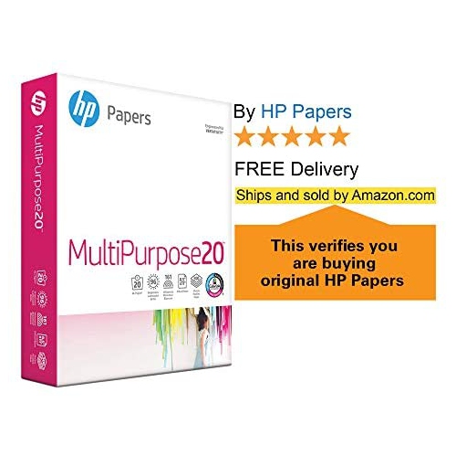 HP Printer Paper 8.5x11 MultiPurpose 20 lb 3 Ream Case 1500 Sheets 96 Bright Made in USA FSC Certified Copy Paper HP