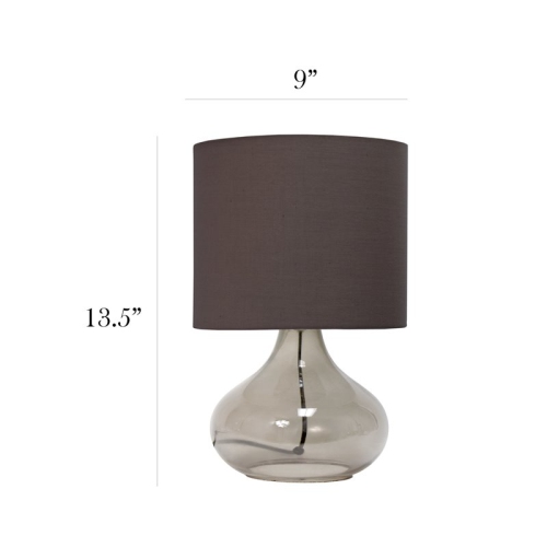 Simple Designs Glass Raindrop Table Lamp in Smoke Gray with Gray Shade