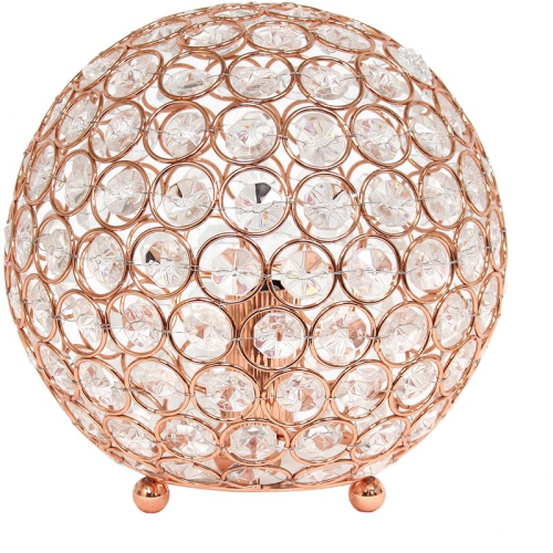ALL THE RAGES CANADA  Elegant Designs Metal 8" Ellipse Sequin Crystal Ball Table Lamp In Rose In Gold