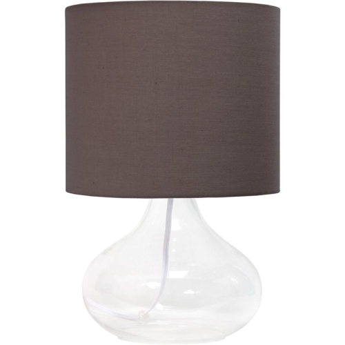 Simple Designs Glass Raindrop Table Lamp in Clear with Gray Shade