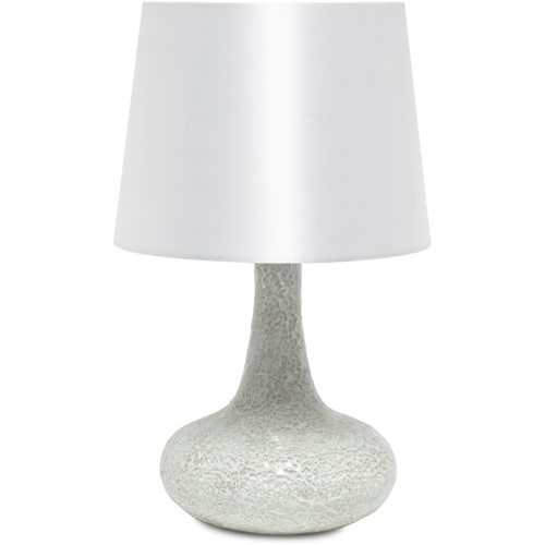 Simple Designs Resin Mosaic Tiled Genie Table Lamp in White with White Shade