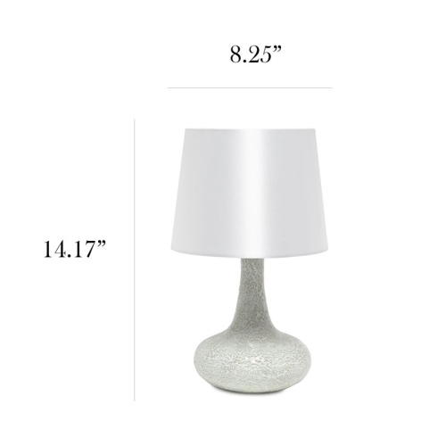 Simple Designs Resin Mosaic Tiled Genie Table Lamp in White with White Shade