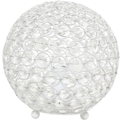 Elegant Designs Metal 8" Ellipse Sequin Crystal Ball Table Lamp in White