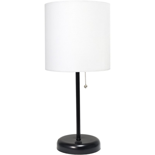 ALL THE RAGES CANADA Limelights Metal Stick Lamp W/ USB Port In Black With White Shade