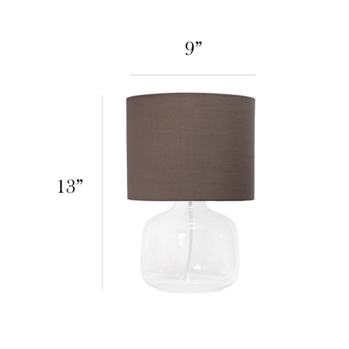 Simple Designs Glass Table Lamp in Clear with Gra y Shade
