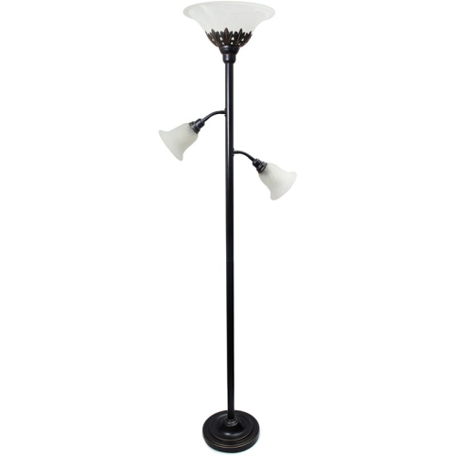 ALL THE RAGES CANADA Elegant Designs Metal 3 Light Floor Lamp In Restoration Bronze With White Shades Amazing floor lamp!!!