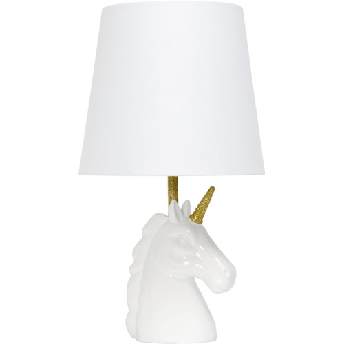 Simple Designs Resin Unicorn Table Lamp in Sparkling Gold & White