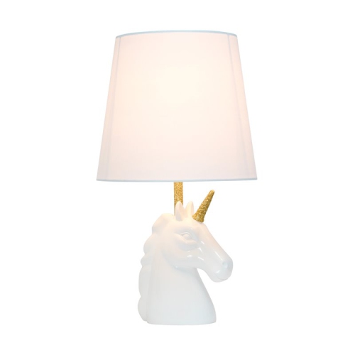 Simple Designs Resin Unicorn Table Lamp in Sparkling Gold & White