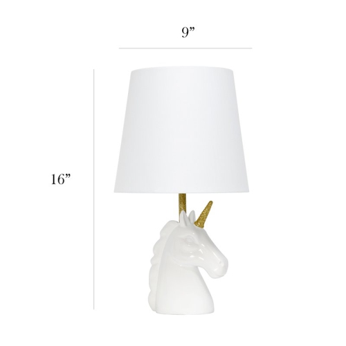 Simple Designs Resin Unicorn Table Lamp in Sparkling Gold & White