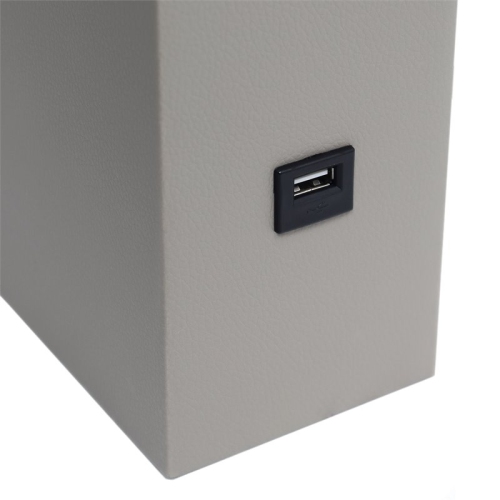 Elegant Designs Leather Table Lamp w/ USB Port in Gray with White Shade