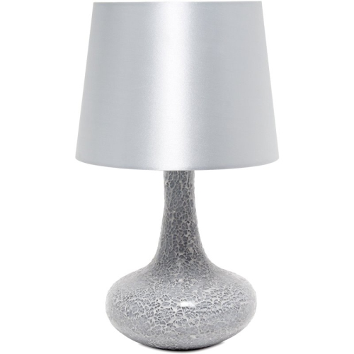 Simple Designs Resin Mosaic Tiled Genie Table Lamp in Gray with Gray Shade