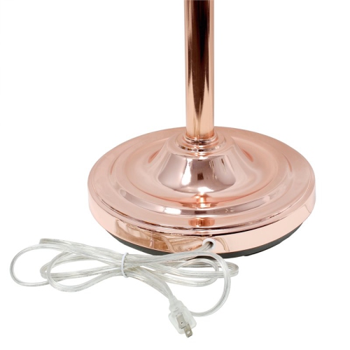 Élégant Designs – Lampe sur pied à 3 lumières en métal rose doré avec abat-jour blancs