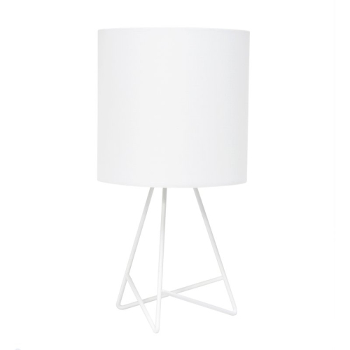 Simple Designs Metal Down To The Wire Table Lamp in White with White Shade