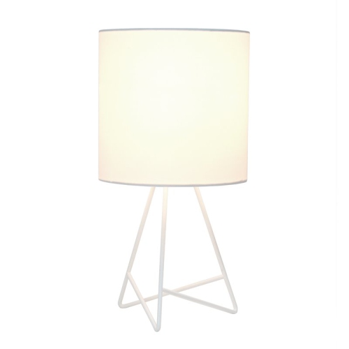 Simple Designs Metal Down To The Wire Table Lamp in White with White Shade
