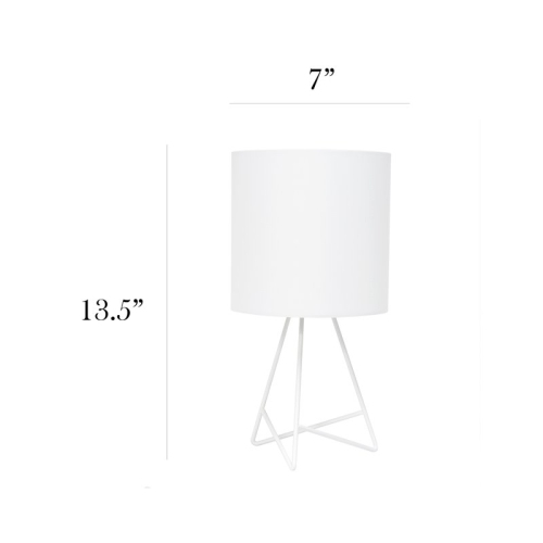Simple Designs Metal Down To The Wire Table Lamp in White with White Shade