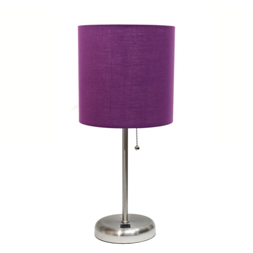 ALL THE RAGES CANADA  Limelights Metal Stick Lamp W/ USB Port With Purple Shade In Silver