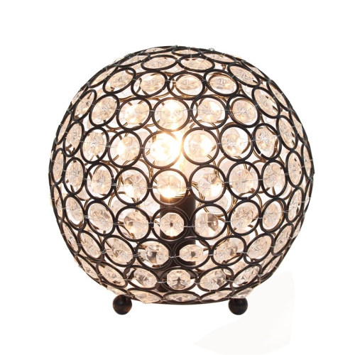 Elegant Designs Metal 8" Ellipse Sequin Crystal Ball Table Lamp in Bronze