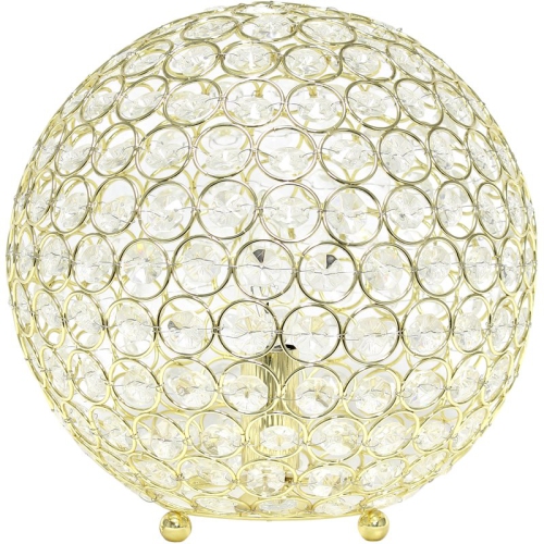 Elegant Designs Metal 10" Ellipse Sequin Crystal Ball Table Lamp in Gold