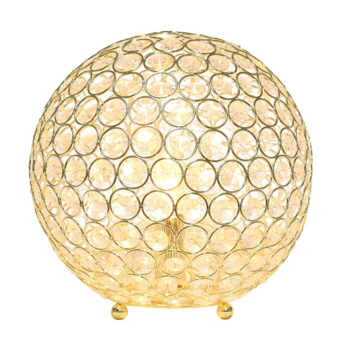 Elegant Designs Metal 10" Ellipse Sequin Crystal Ball Table Lamp in Gold