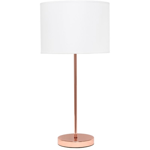 ALL THE RAGES CANADA  Simple Designs Metal Stick Lamp In Rose Gold With Shade In White