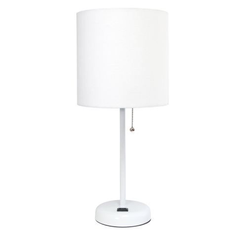 ALL THE RAGES CANADA Limelights Metal Stick Lamp W/ Power Outlet In White With White Shade